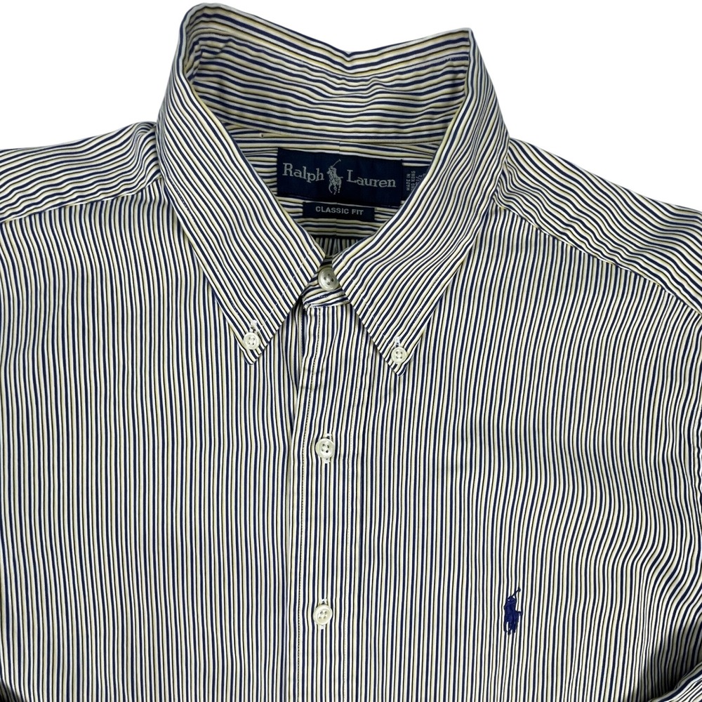 Ralph Lauren Shirt Mens 16.5 32/33 Classic Fit Striped Button Down Long Sleeve
